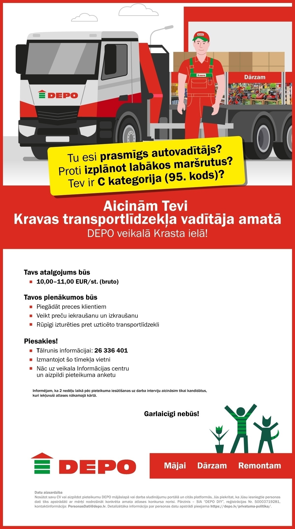 DEPO DIY, SIA Kravas transportlīdzekļa vadītājs/-a Krasta ielā