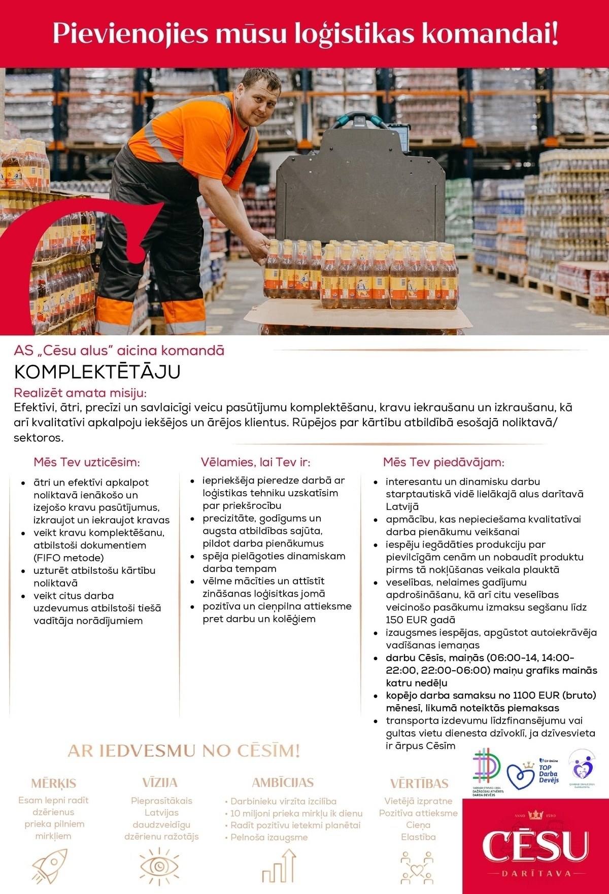 Cēsu alus, AS Komplektētājs/-a