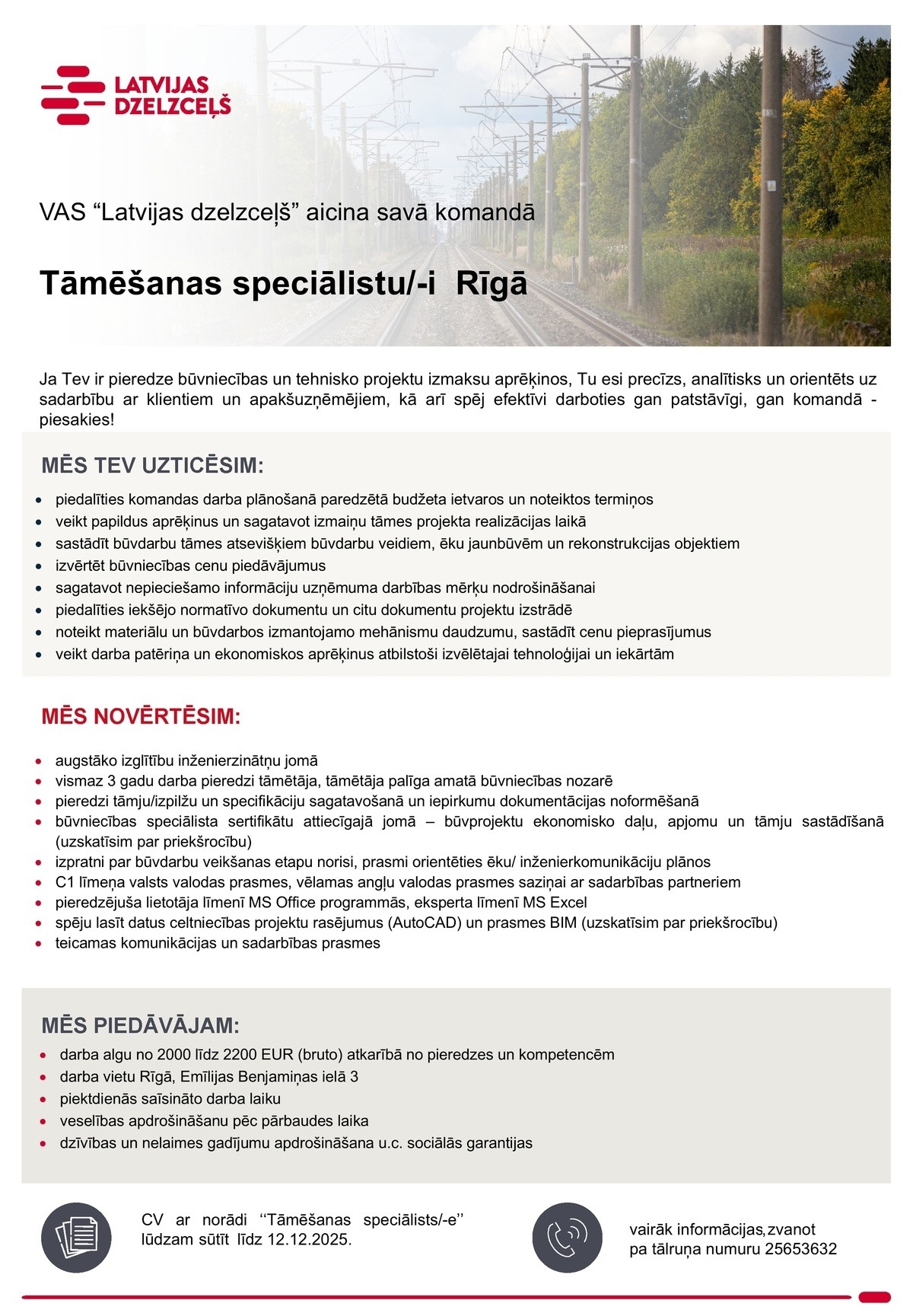 Latvijas dzelzceļš, VAS Tāmēšanas speciālists/-e