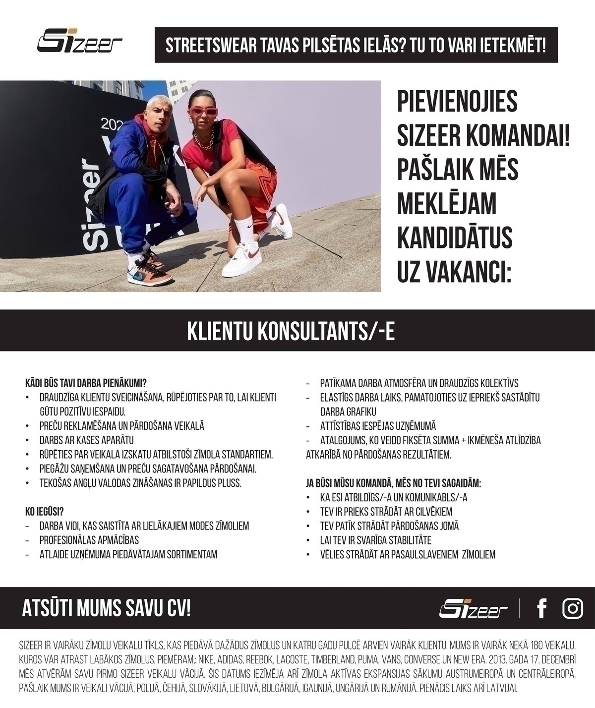 Marketing Investment Group Latvia, SIA "SIZEER" Klientu konsultants/-e TC "Akropole Rīga"