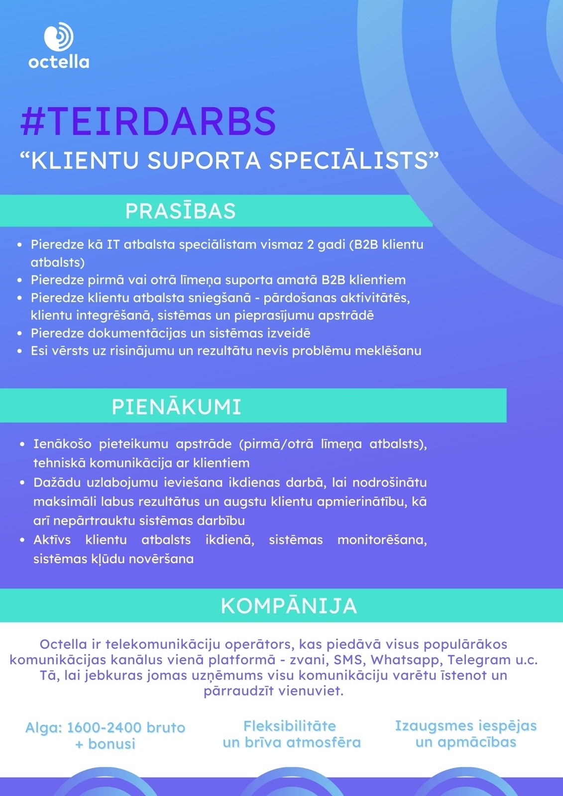 The One, SIA Klientu atbalsta speciālists/-e