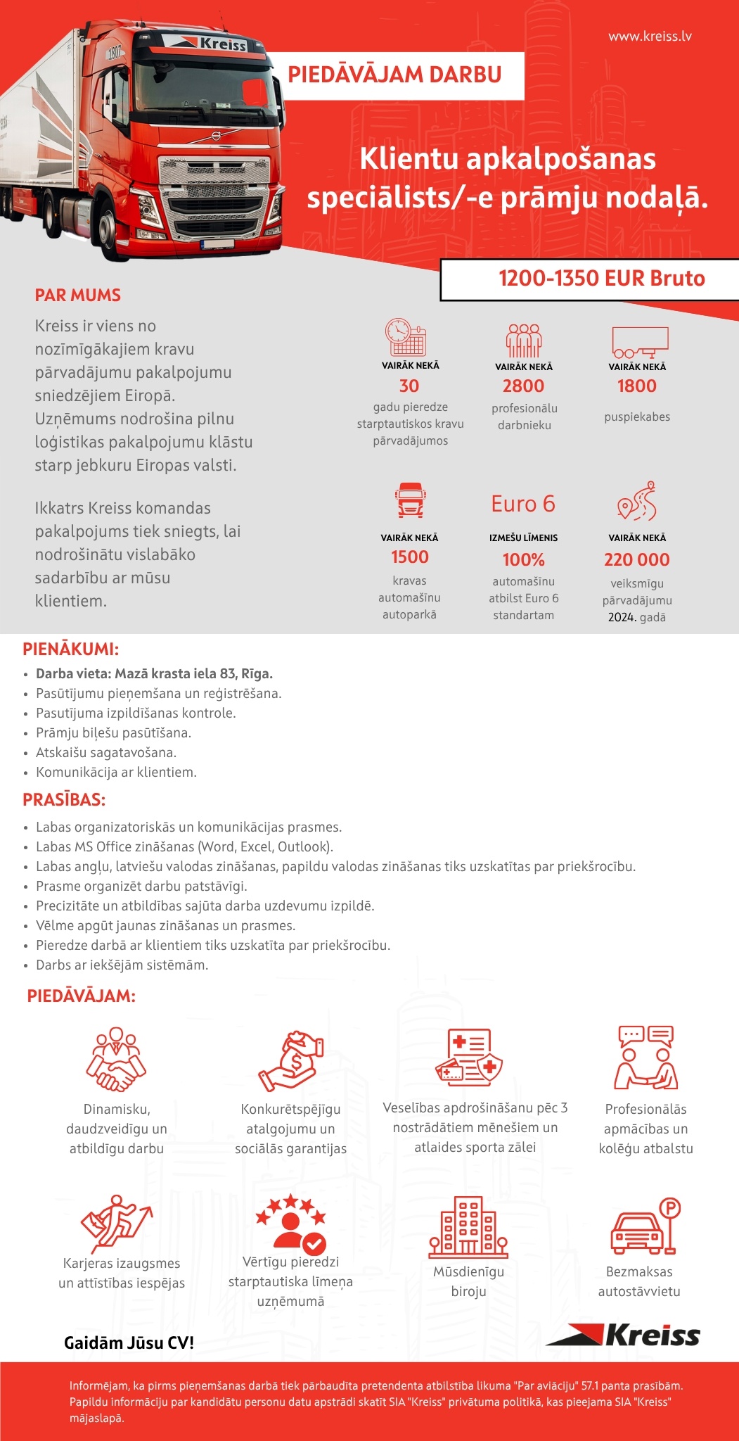 Kreiss, SIA Klientu apkalpošanas speciālists/-e prāmju nodaļā