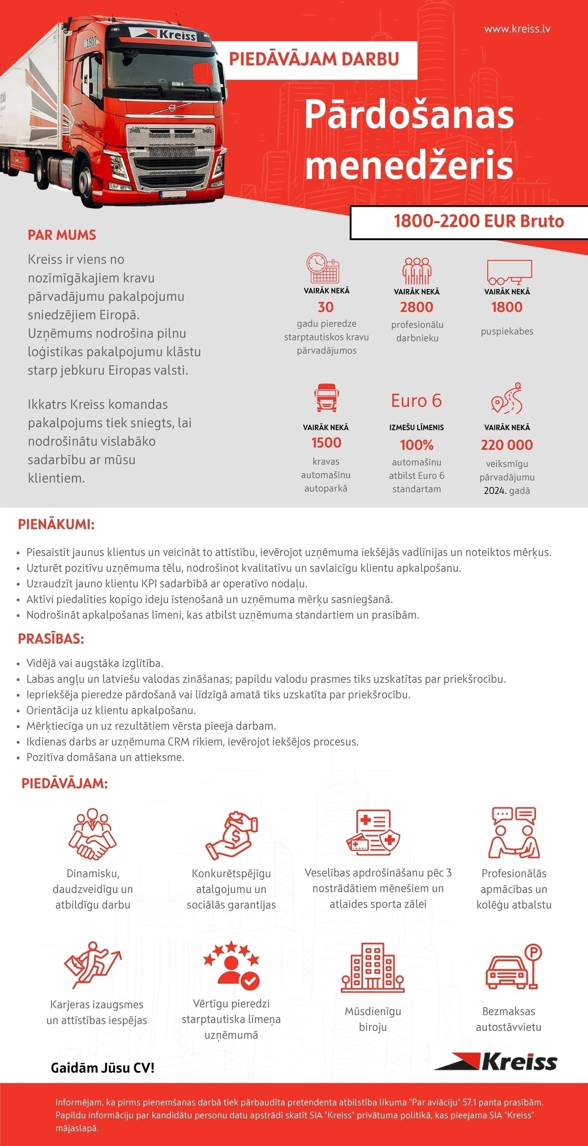 Kreiss, SIA Pārdošanas menedžeris/-e