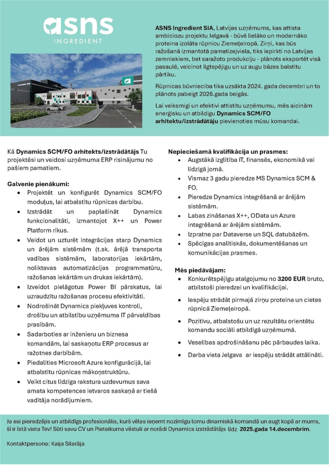 ASNS Ingredient, SIA Dynamics SCM/FO arhitekts/-e / Izstrādātājs/-a