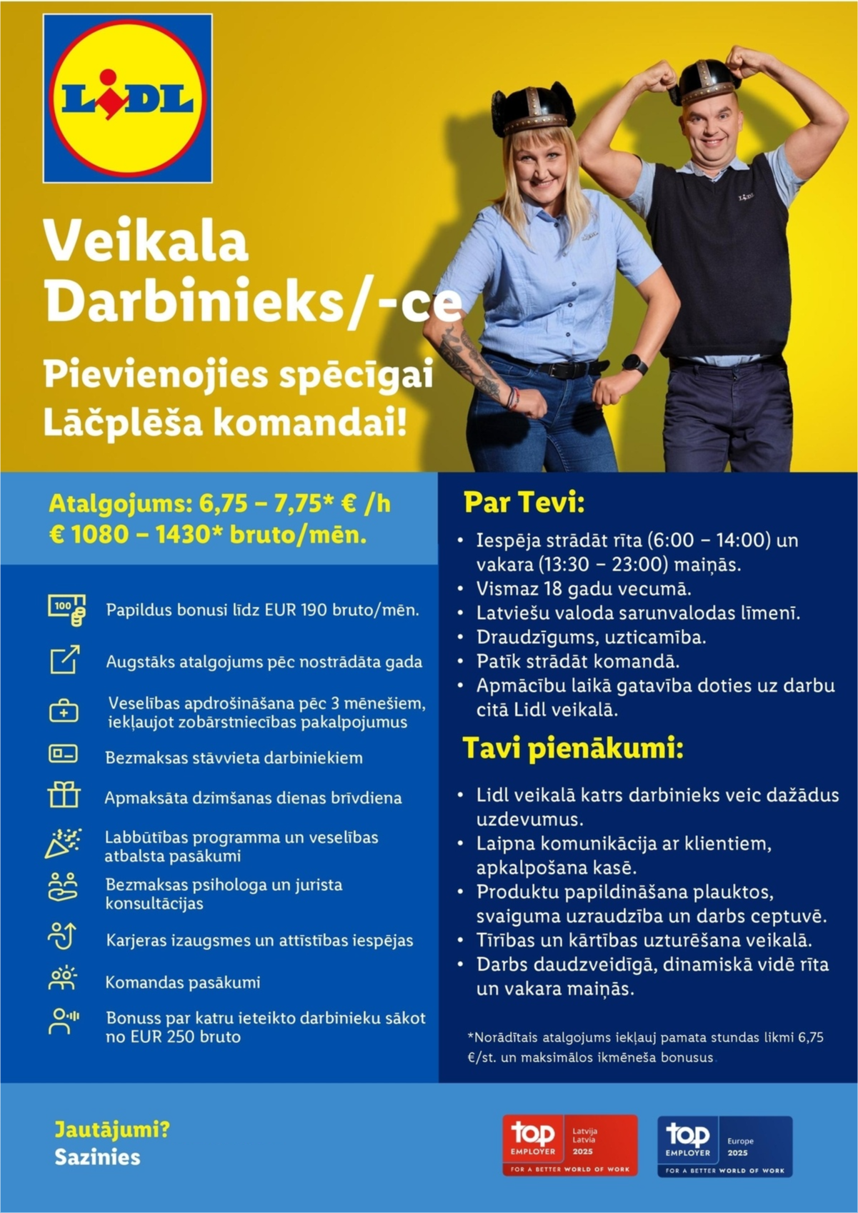 Lidl Latvija, SIA Veikala darbinieks/-ce Lāčplēša ielā, Rīgā