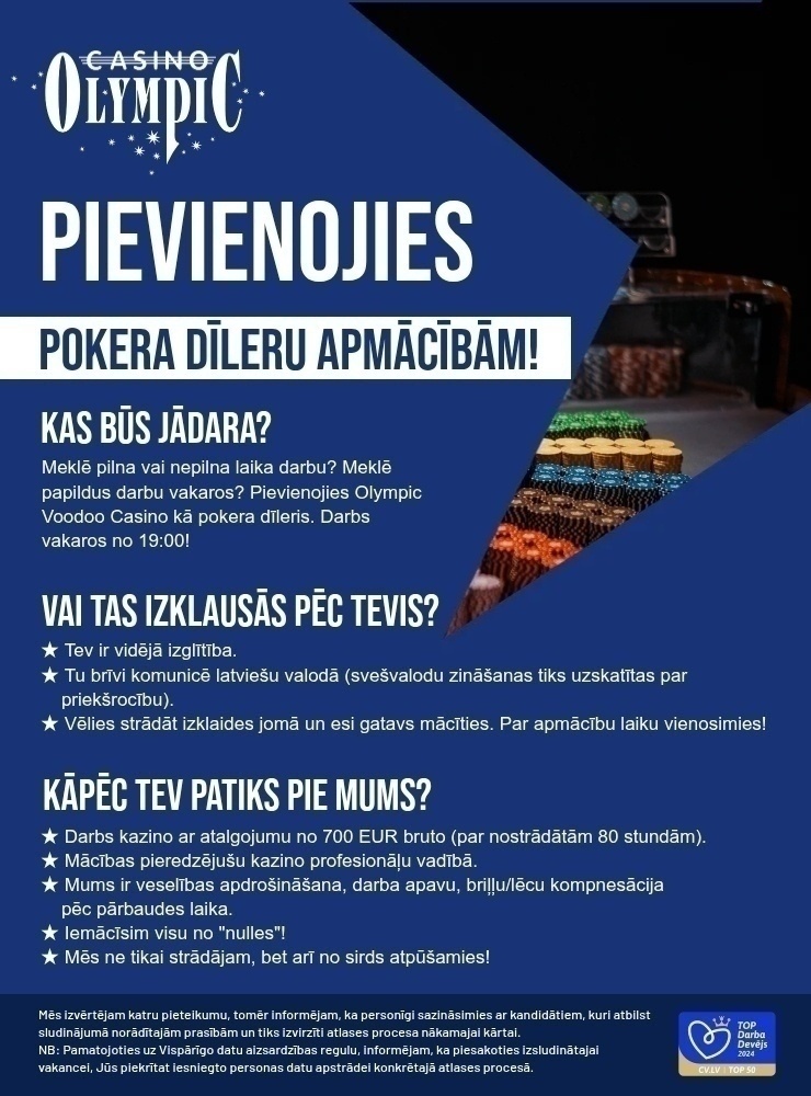 Olympic Casino Latvia, SIA Pokera dīleru apmācības "Olympic Voodoo Casino"