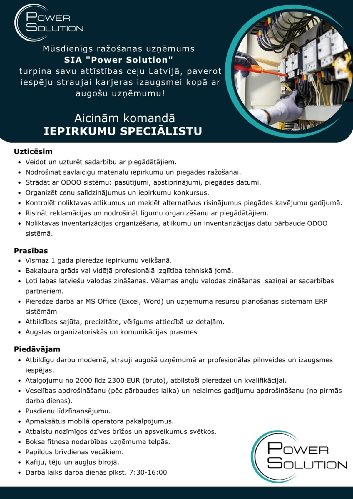 Power Solution, SIA Iepirkumu speciālists/-e