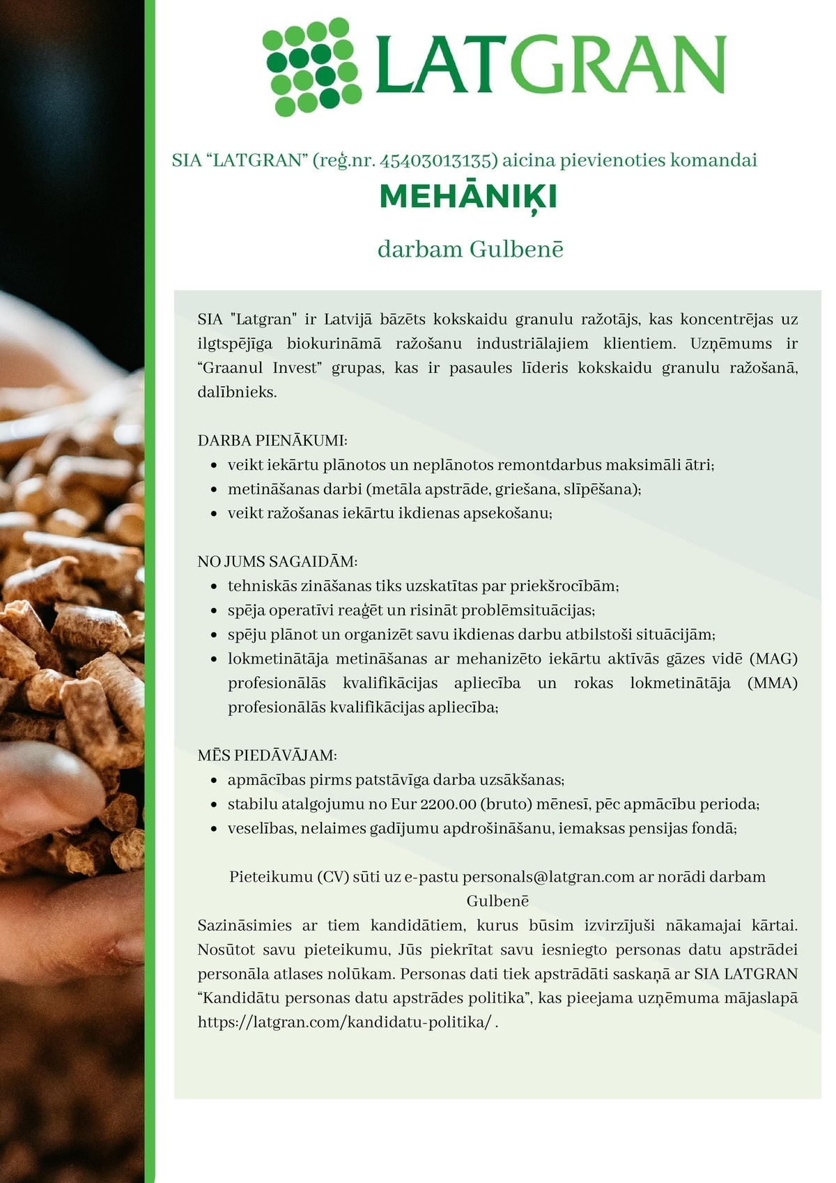 LATGRAN, SIA Mehāniķis/-e