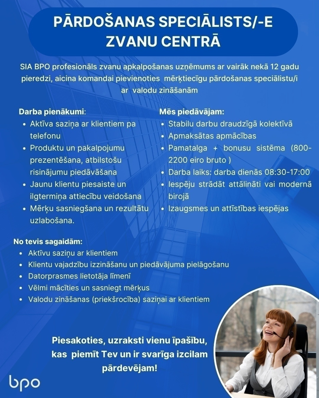 BPO, SIA Pārdošanas speciālists/-e