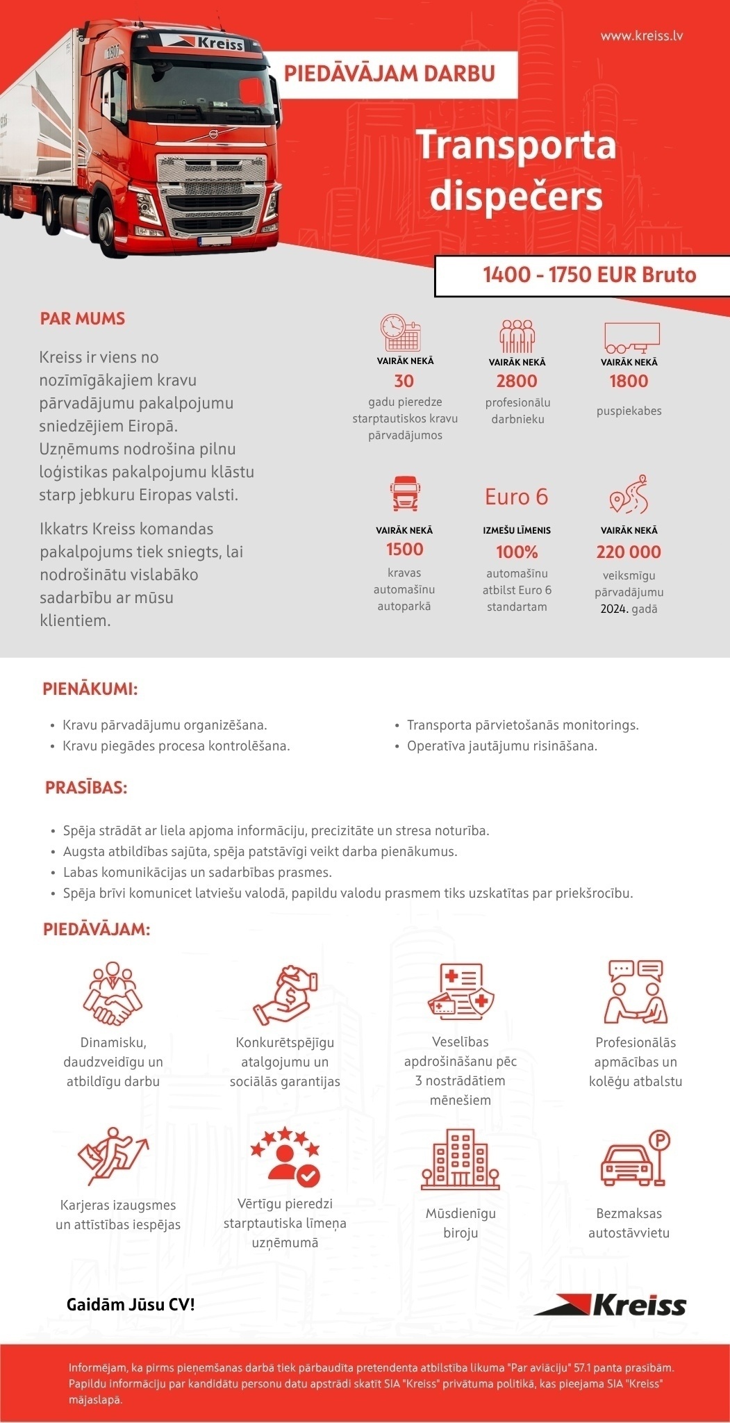 Kreiss, SIA Transporta dispečers/-e (uzsāc karjeru loģistikā)