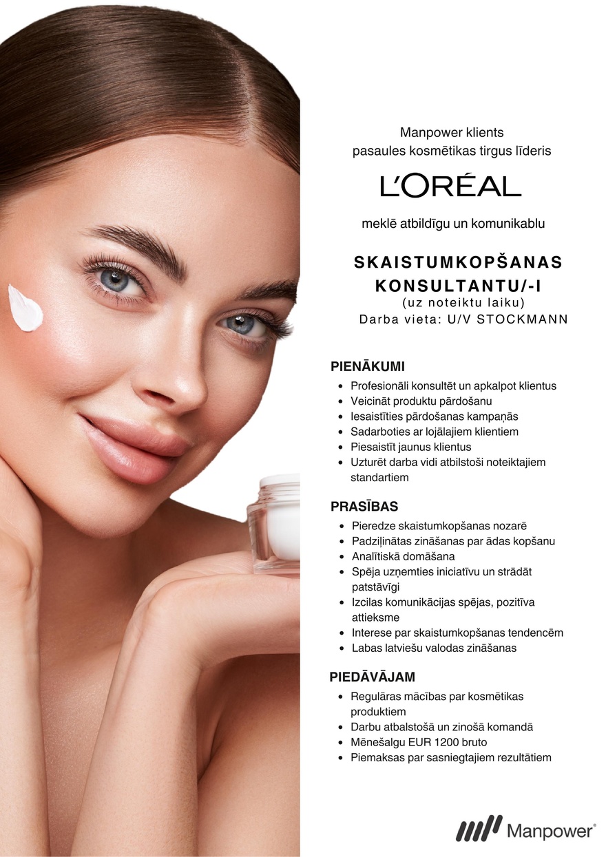 "Manpower Lit" filiāle "Manpower Lit" Skaistumkopšanas konsultants/-e