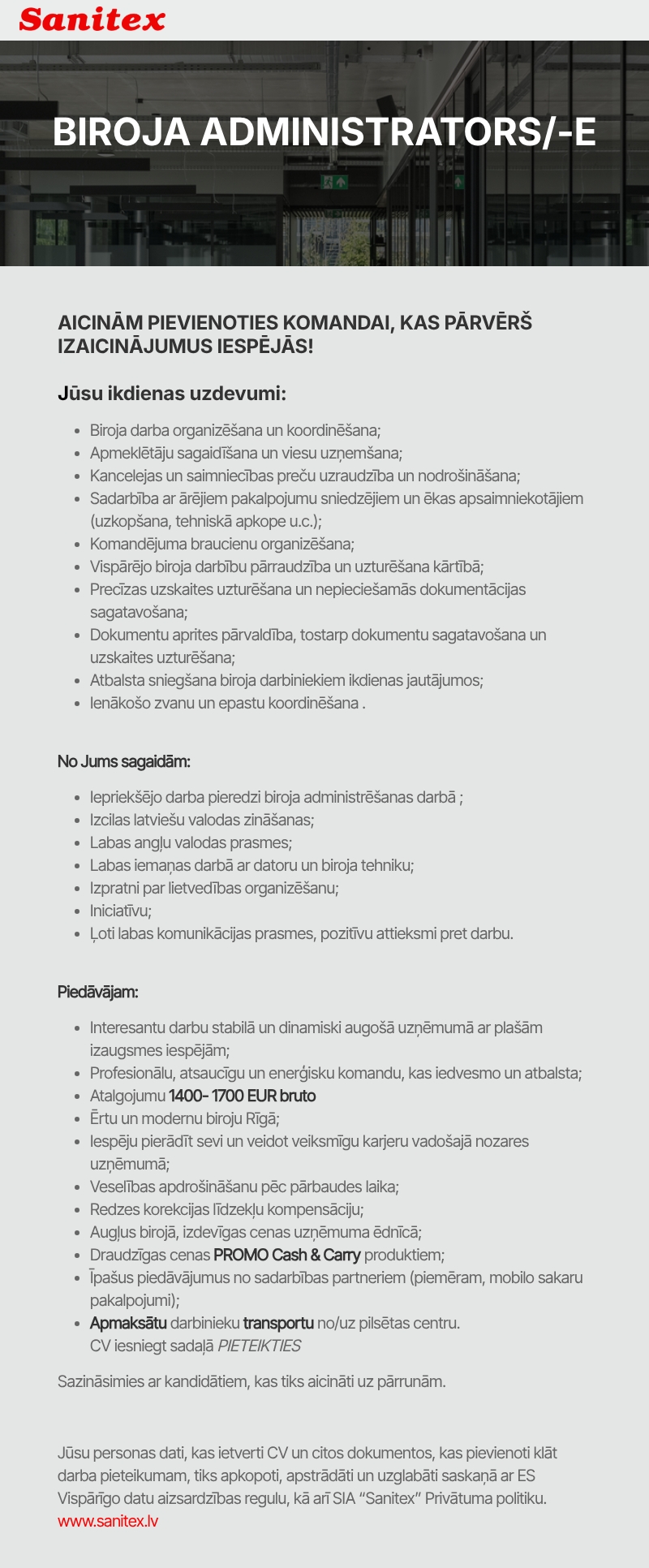 Sanitex, SIA Biroja administrators/-e