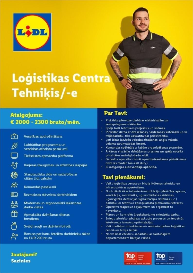 Lidl Latvija, SIA Loģistikas centra tehniķis/-e