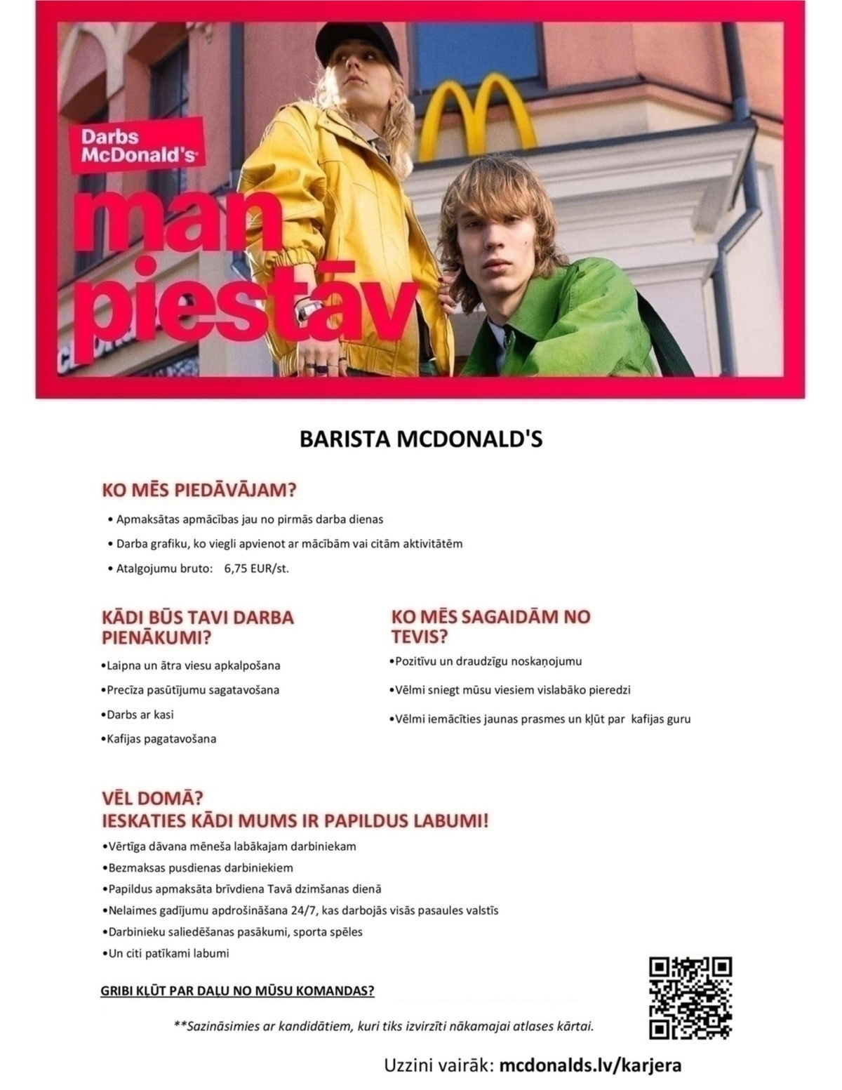 PREMIER RESTAURANTS LATVIA, SIA Kafijas dzērienu bārmenis/-e - Barista "McDonald's"