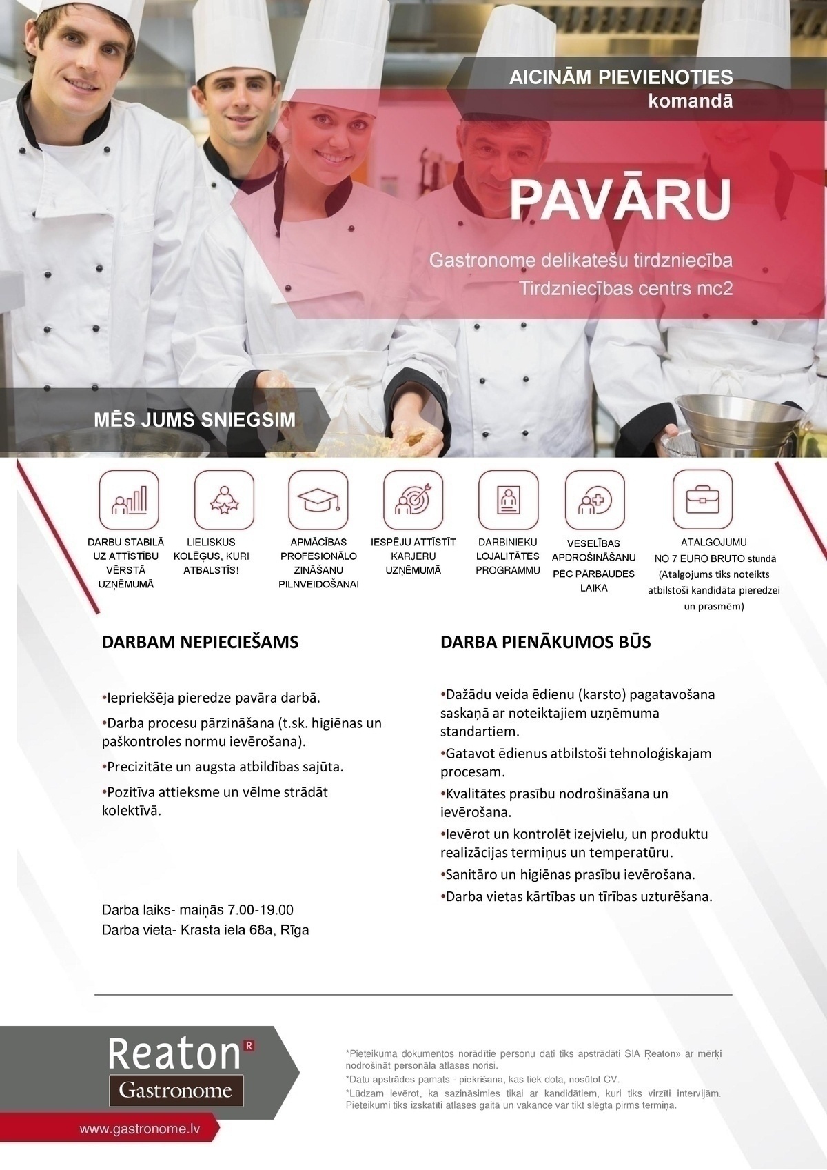 REATON, SIA Pavārs/-e