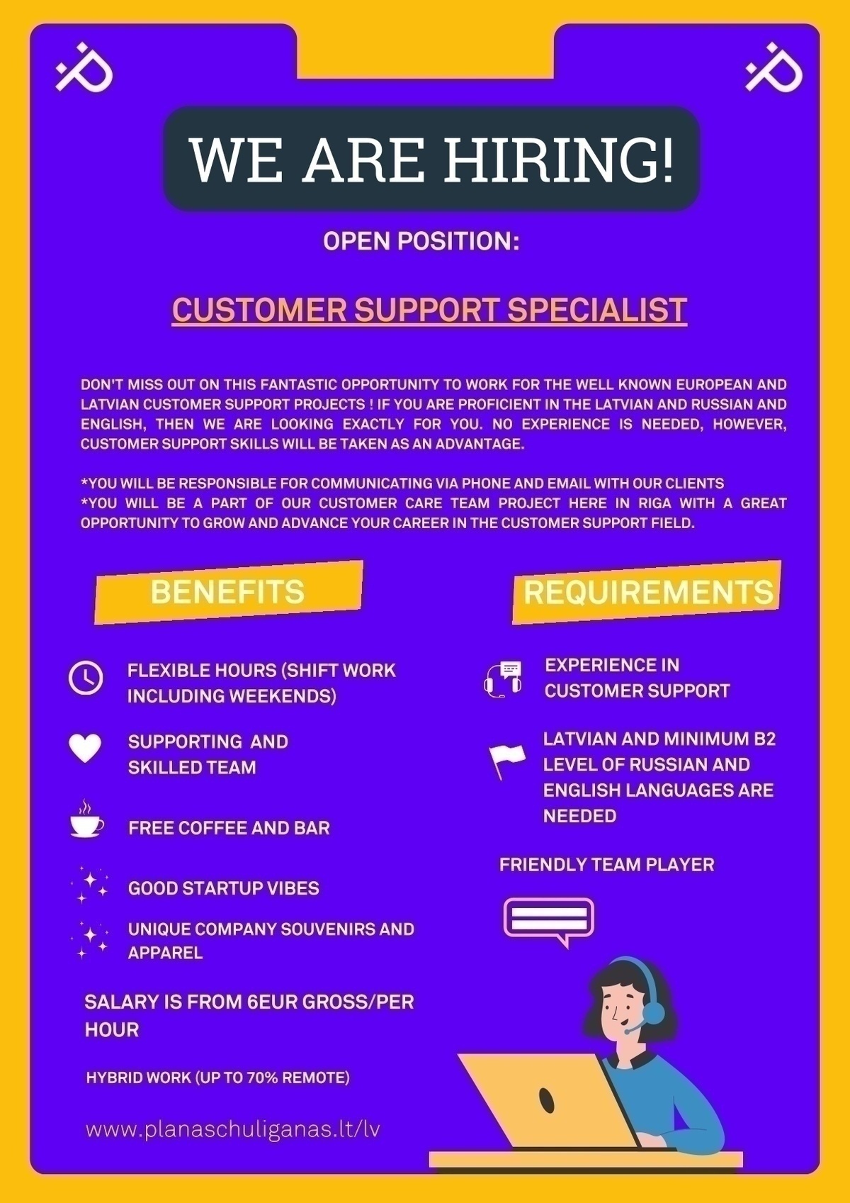 Planas Chuliganas, SIA Klientu apkalpošanas speciālists/-e