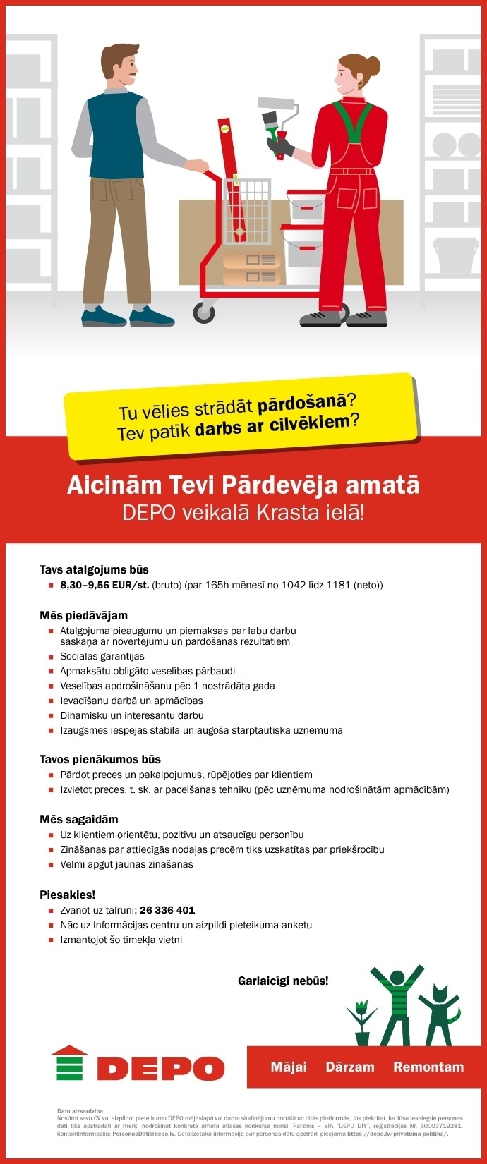 DEPO DIY, SIA Pārdevējs/-a Krasta ielā