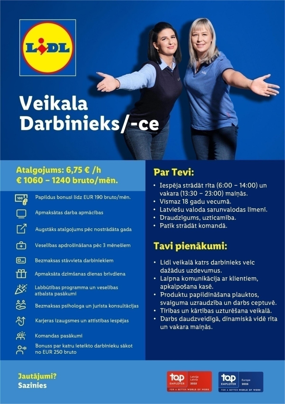 Lidl Latvija, SIA Veikala darbinieks/-ce Imantā, Rīgā