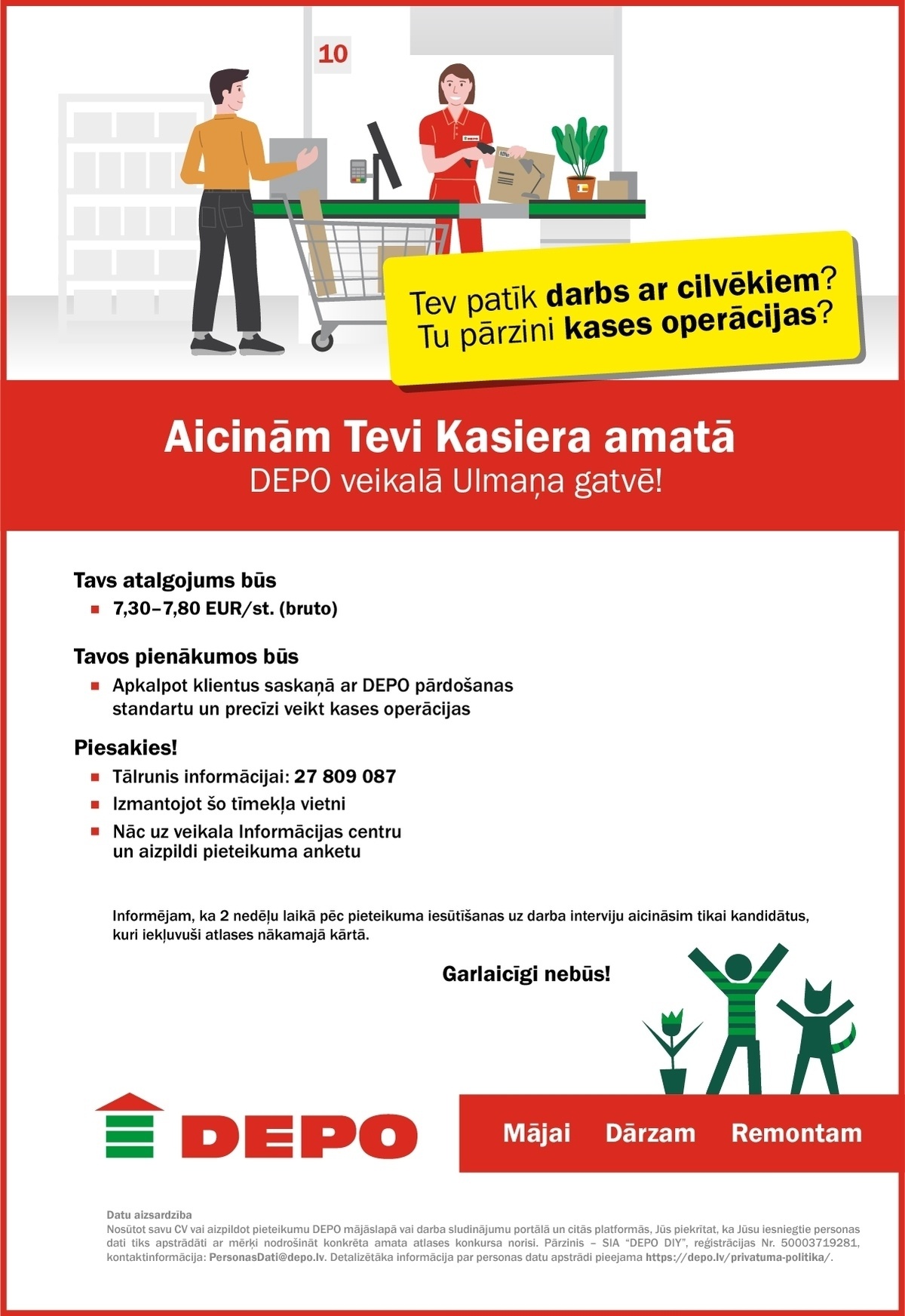 DEPO DIY, SIA Kasieris/-e Ulmaņa gatvē