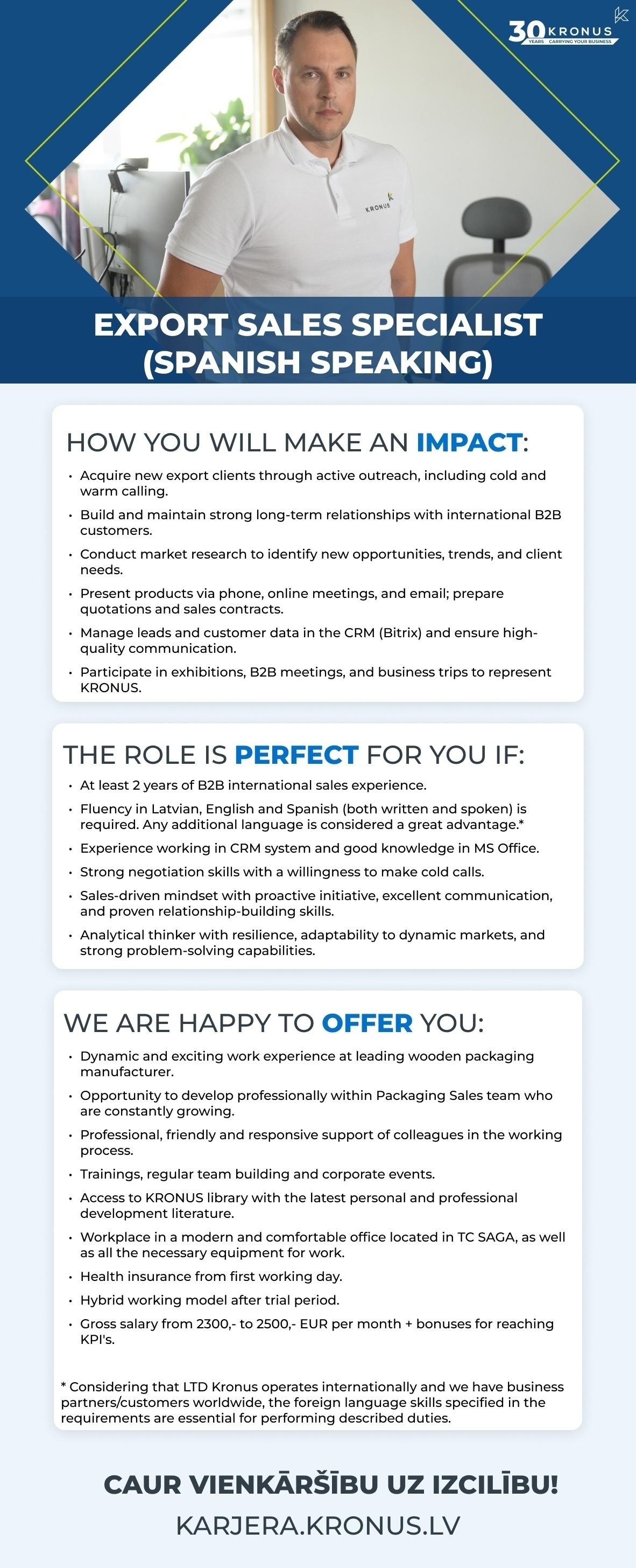 Kronus, SIA Export Sales Specialist (Spanish speaking)