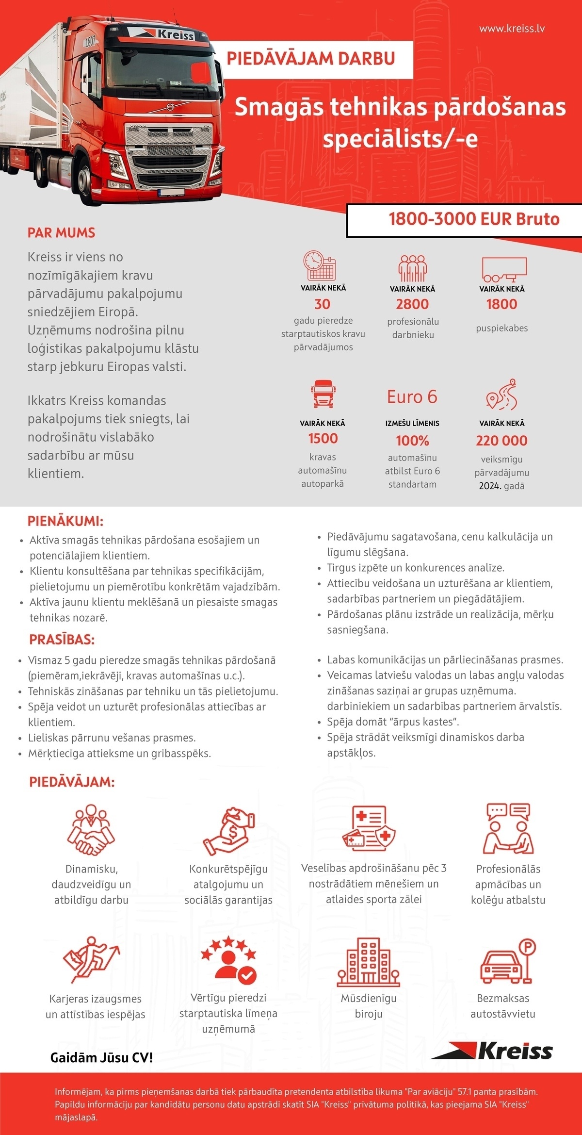 Kreiss, SIA Smagās tehnikas pārdošanas speciālists/-e