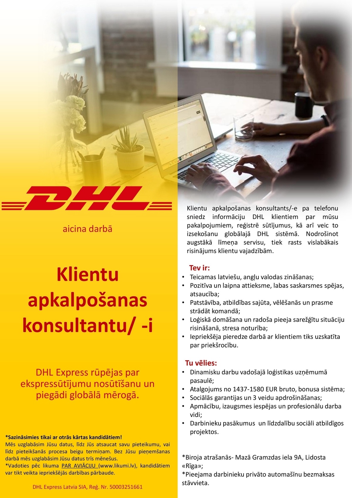 DHL Express Latvia, SIA Klientu apkalpošanas speciālists/-e