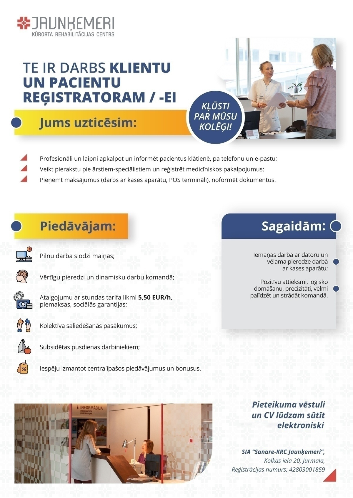 SANARE-KRC JAUNĶEMERI, SIA Pacientu reģistrators/-e