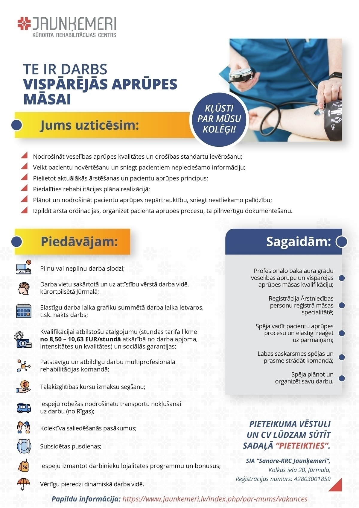 SANARE-KRC JAUNĶEMERI, SIA Vispārējās aprūpes māsa