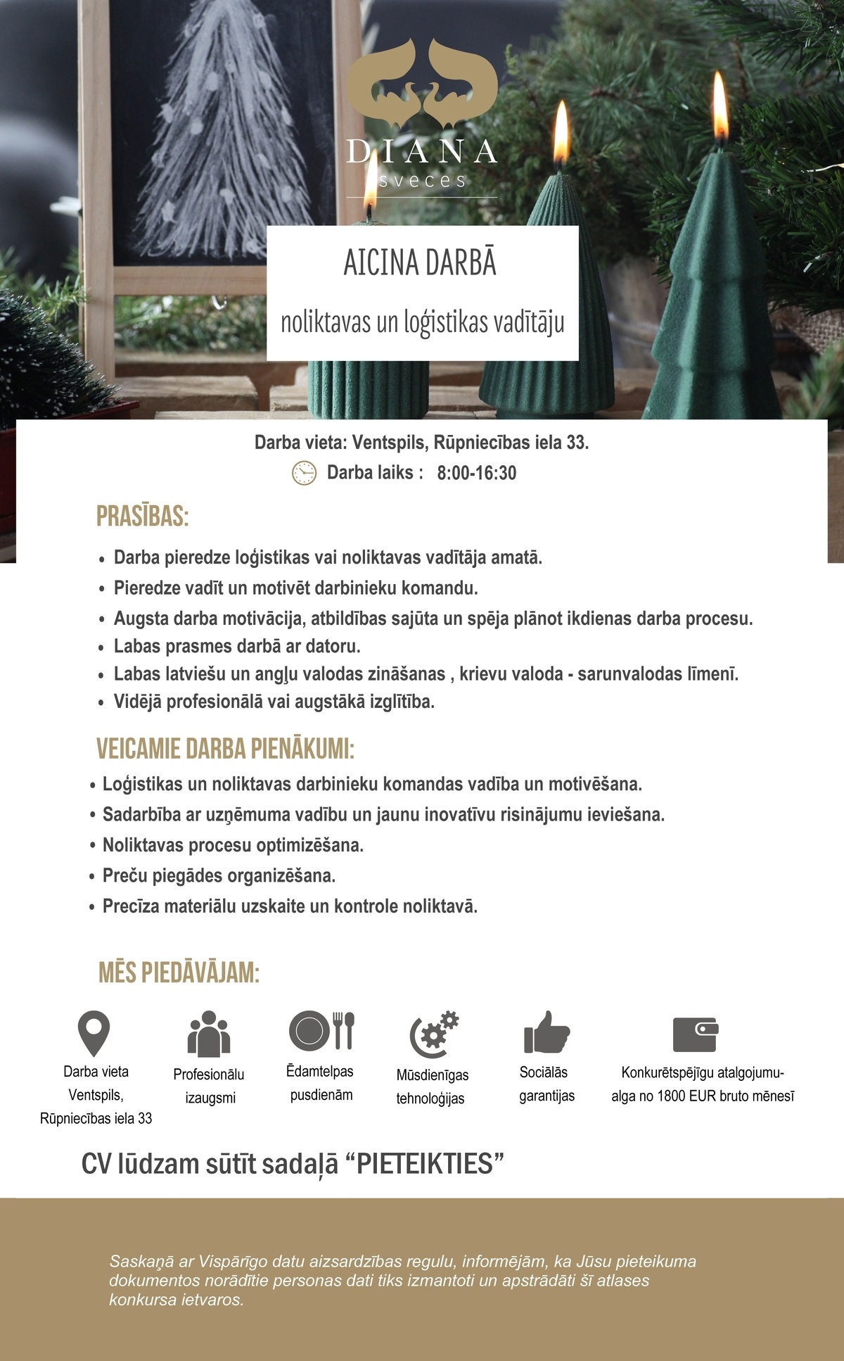 Diana Sveces, SIA Noliktavas un loģistikas vadītājs/-a