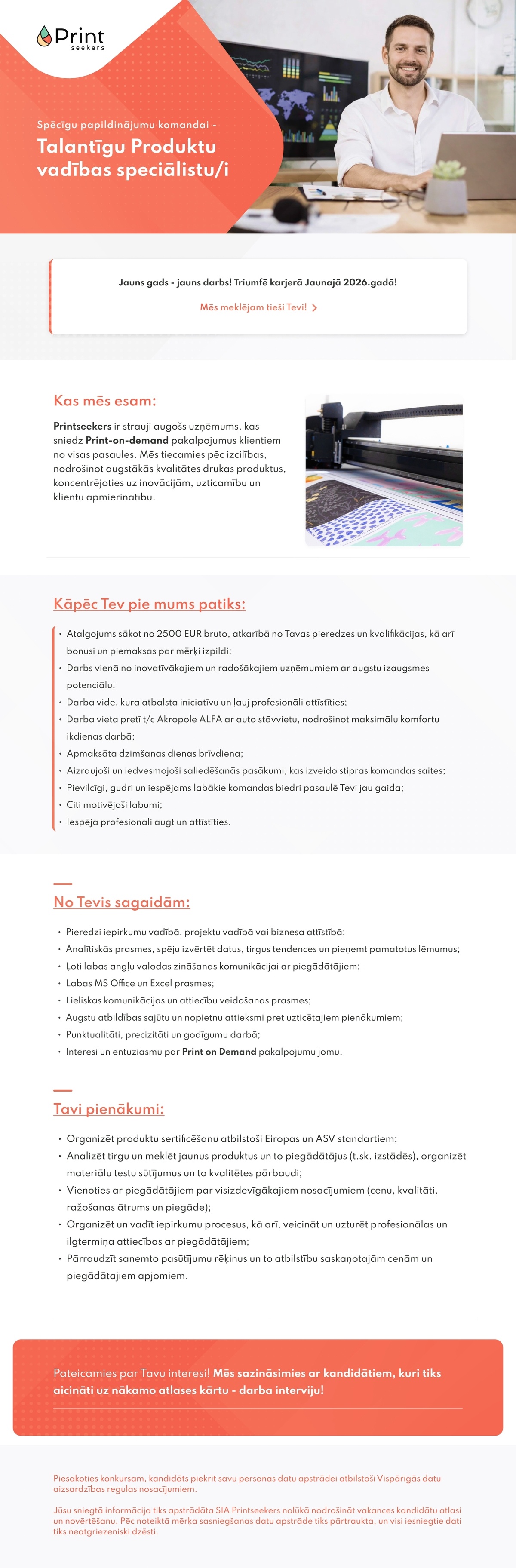 Printseekers, SIA Produktu vadības speciālists/-e