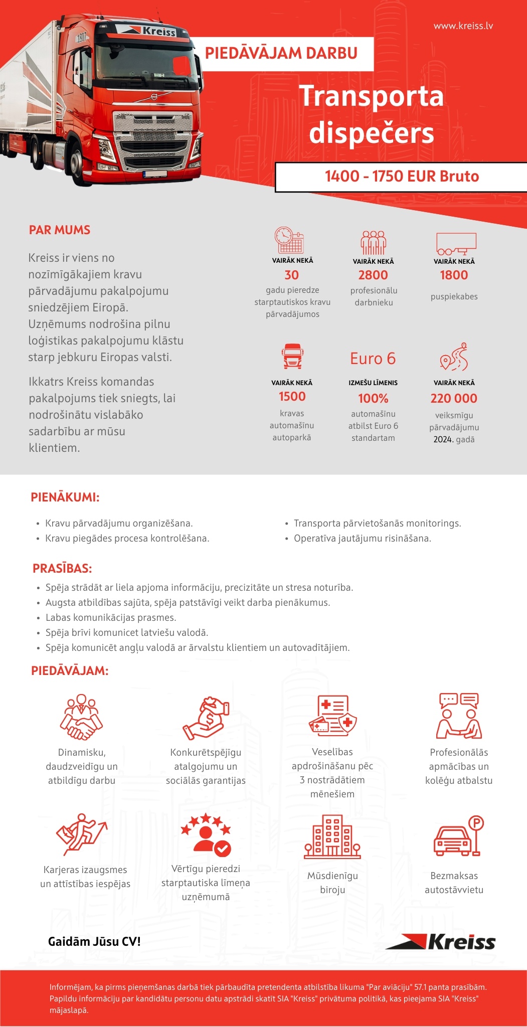 Kreiss, SIA Transporta dispečers/-e (uzsāc karjeru loģistikā)