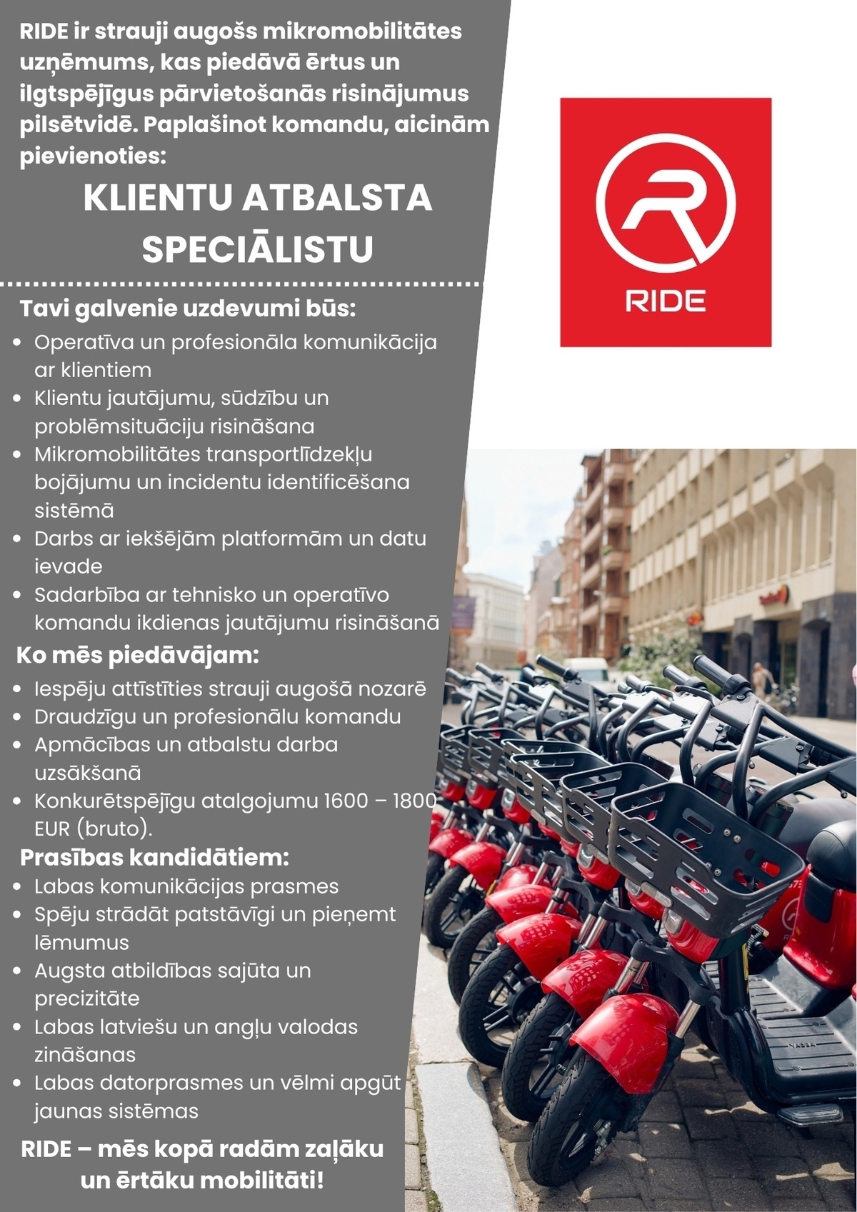 RIDE, SIA Klientu apkalpošanas speciālists/-e