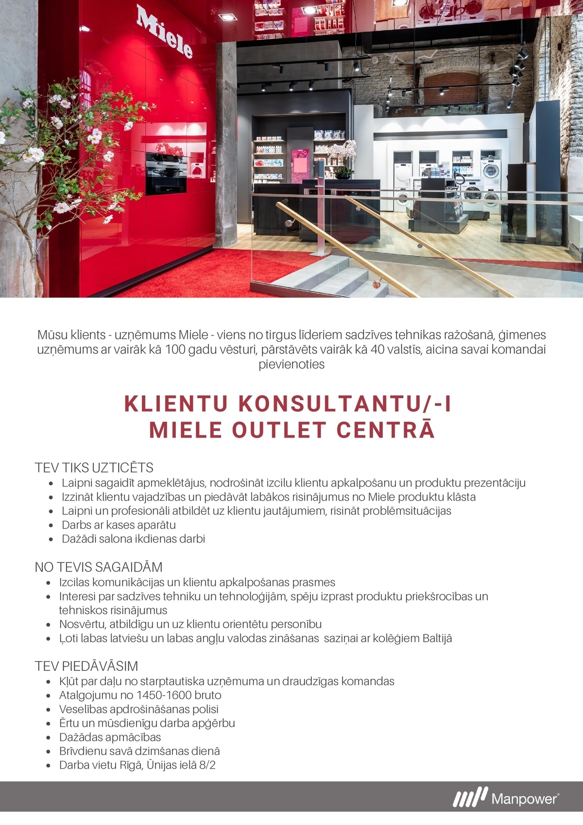 SAS "Manpower Lit" filiāle "Manpower Lit" Klientu konsultants/-e