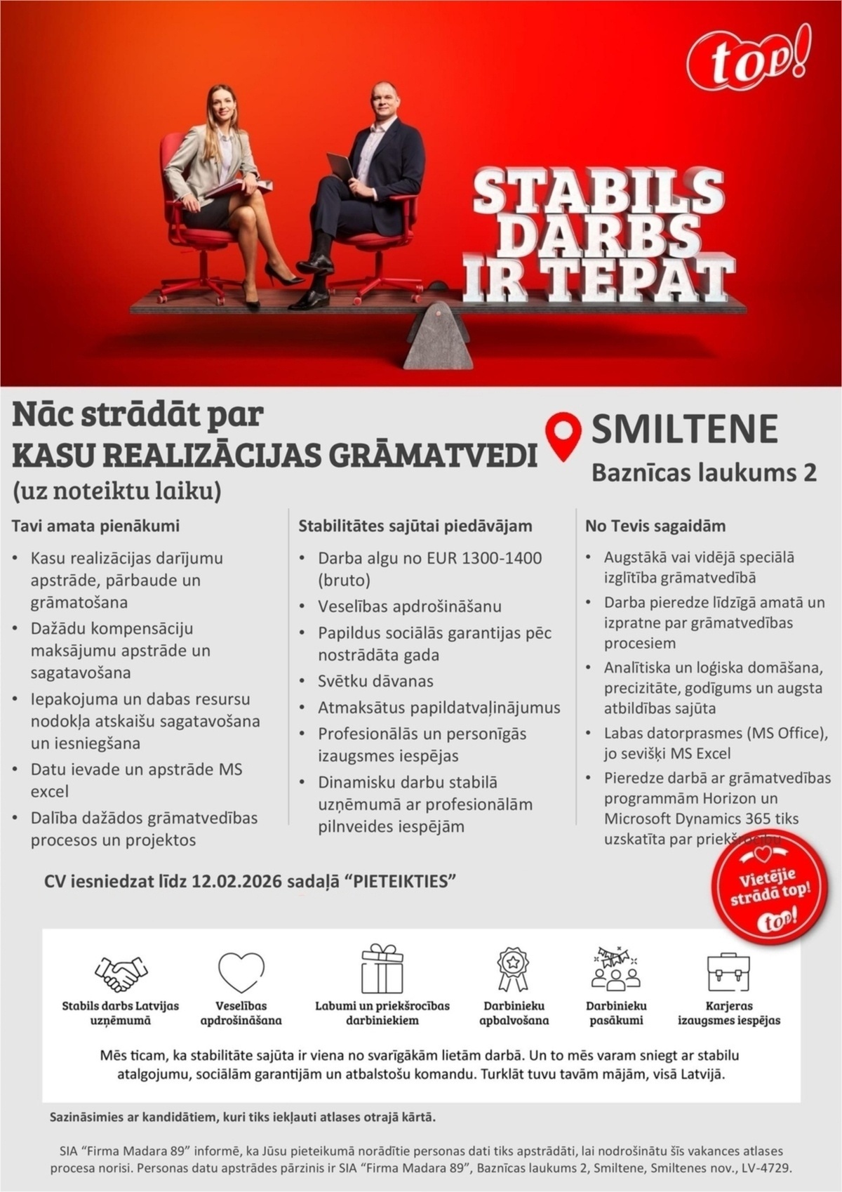 FIRMA MADARA 89, SIA Kasu realizācijas grāmatvedis/-e