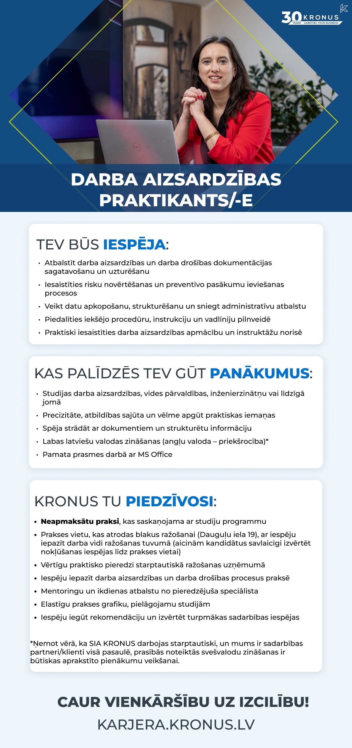 Kronus, SIA Darba aizsardzības praktikants/-e