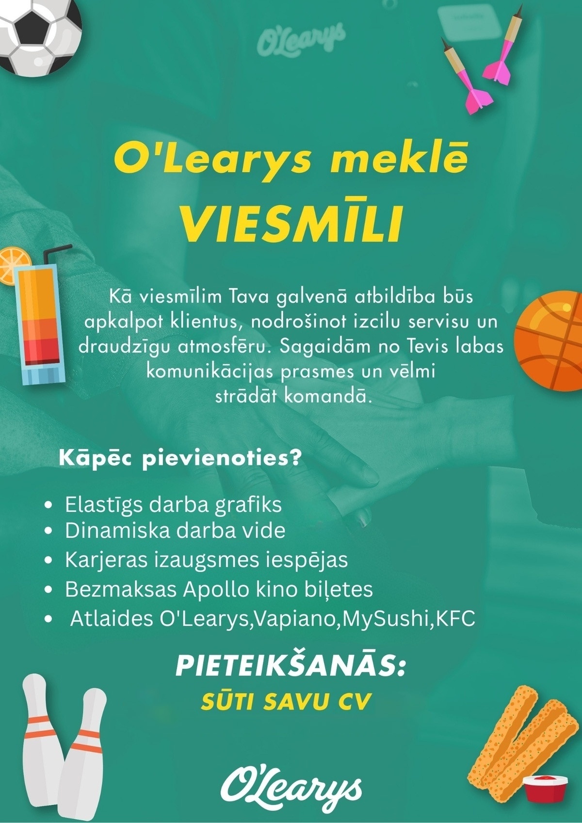 O'Learys Viesmīlis/-e "O'LEARYS" (TC "Akropole Rīga")