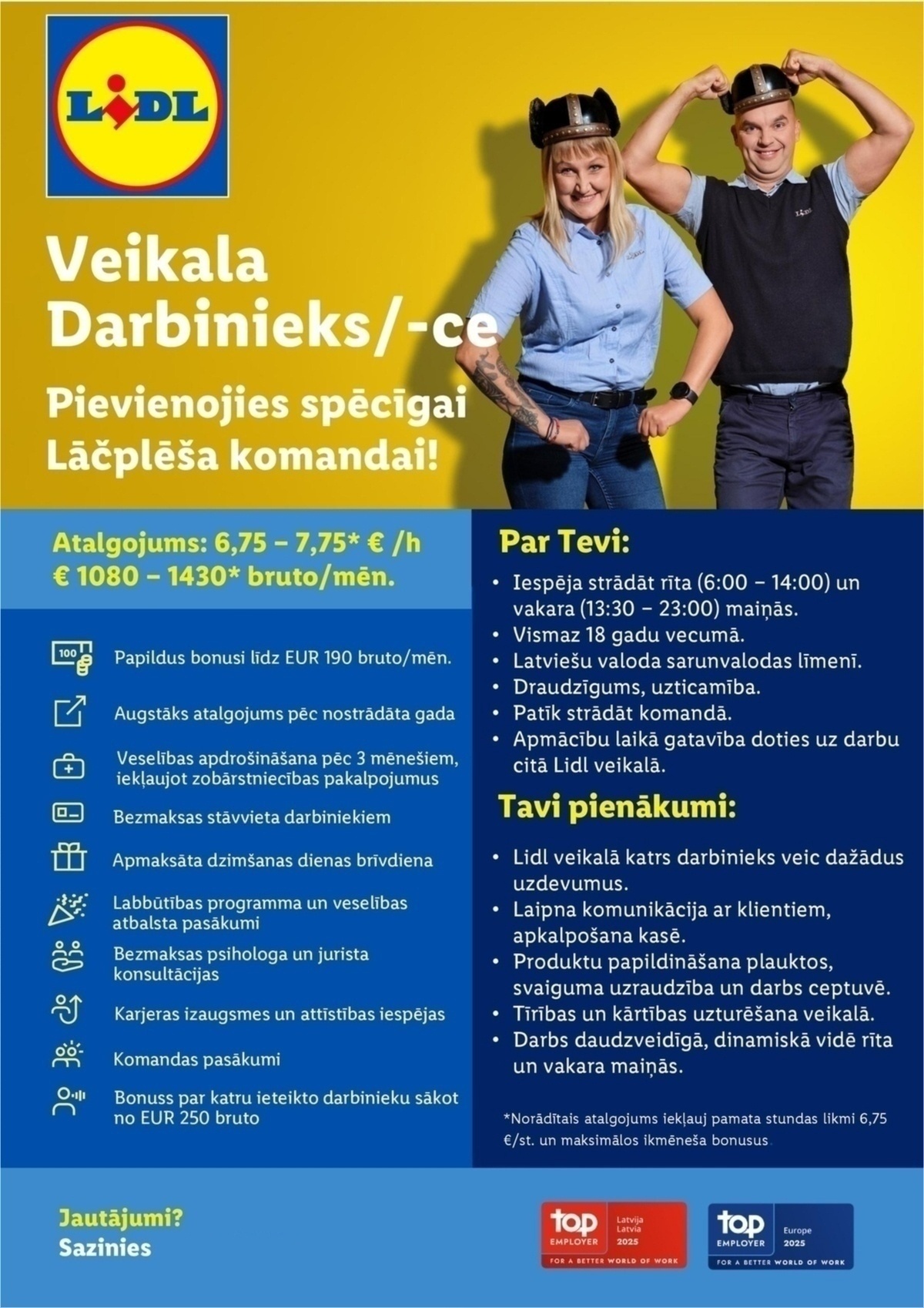 Lidl Latvija, SIA Veikala darbinieks/-ce Lāčplēša ielā, Rīgā