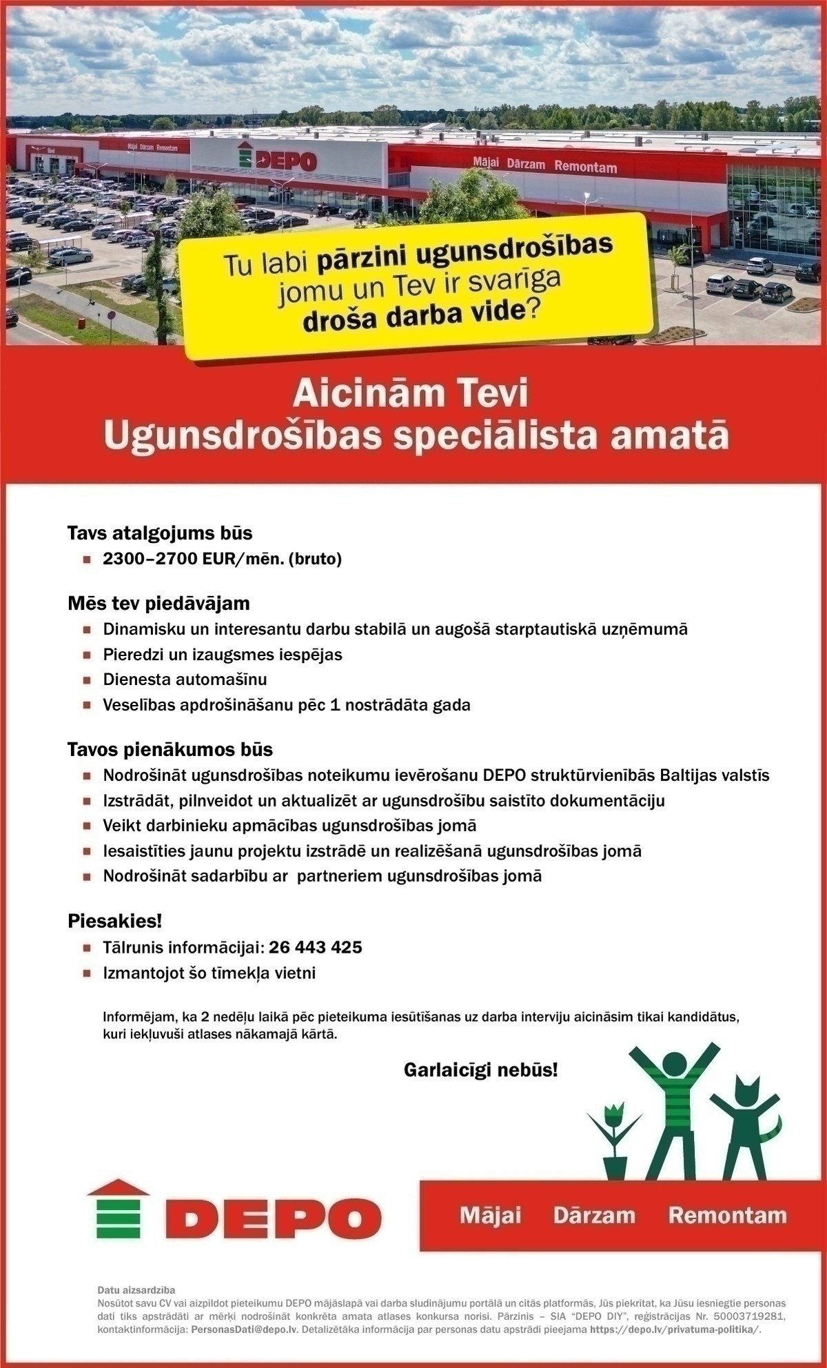 DEPO DIY, SIA Ugunsdrošības speciālists/-e