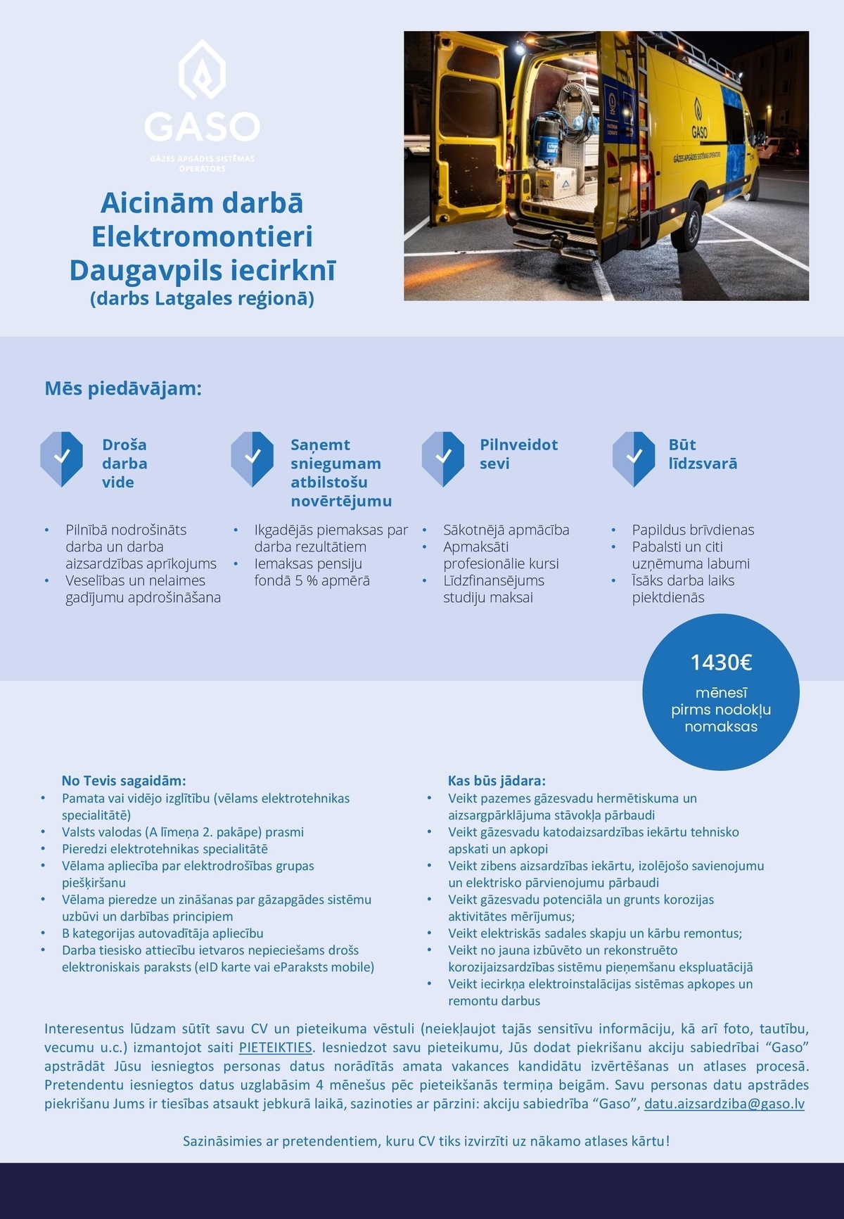 Gaso, AS Elektromontieris/-e