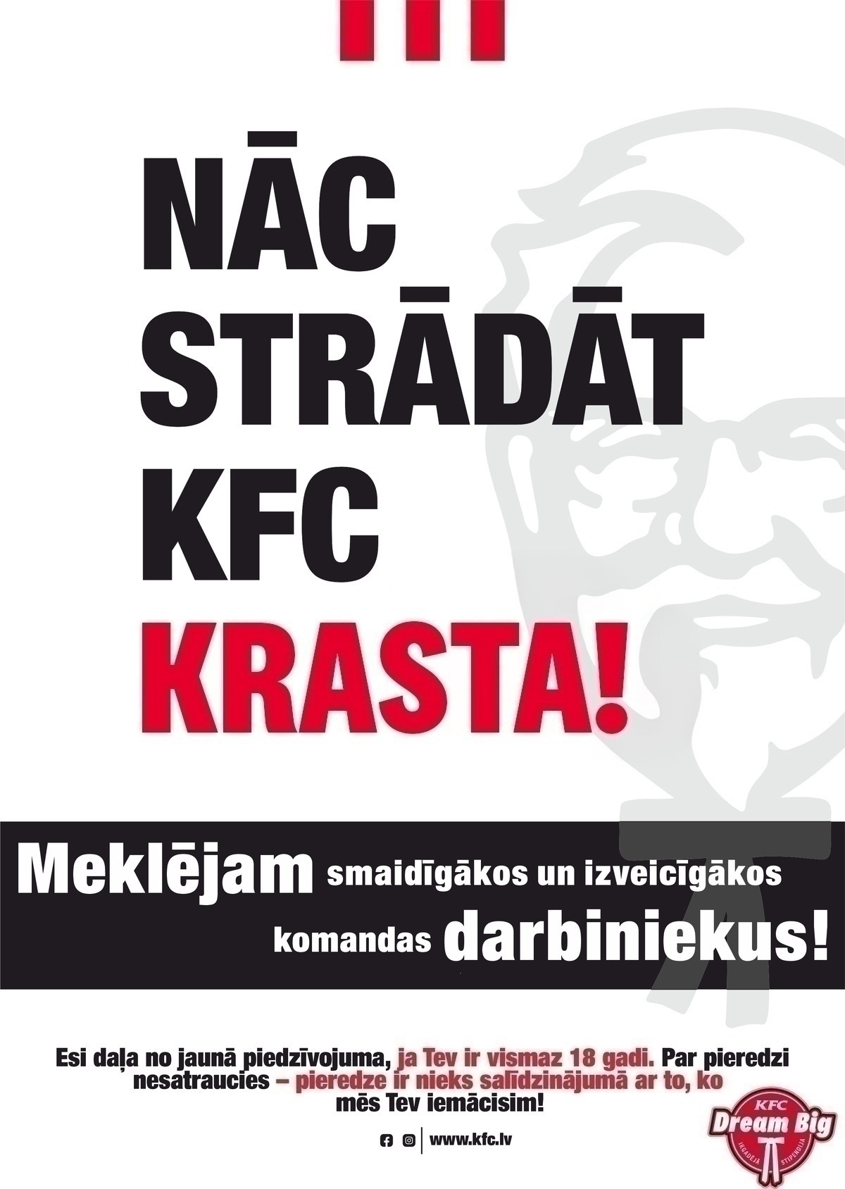 KFC "KFC" Krasta ielā meklē komandas darbiniekus/-ces!