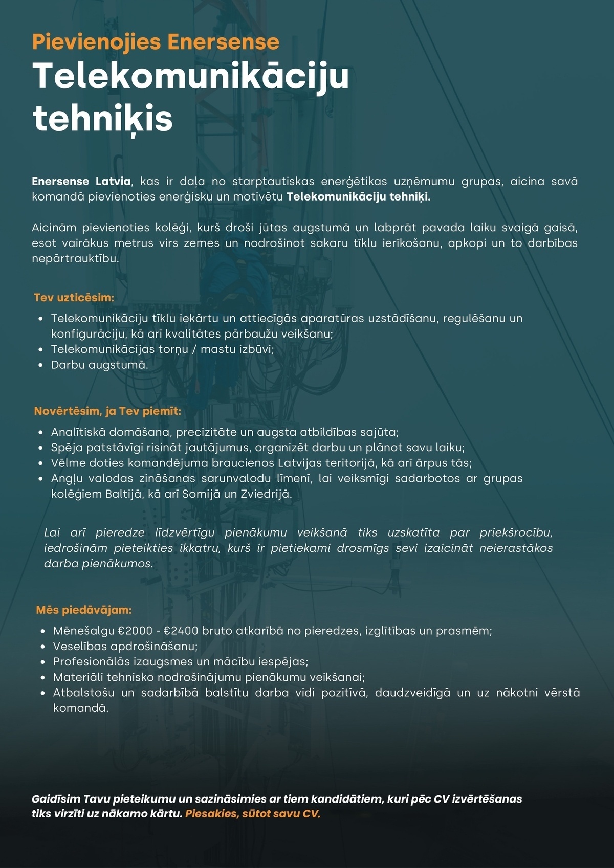 Enersense, SIA Telekomunikāciju tehniķis/-e