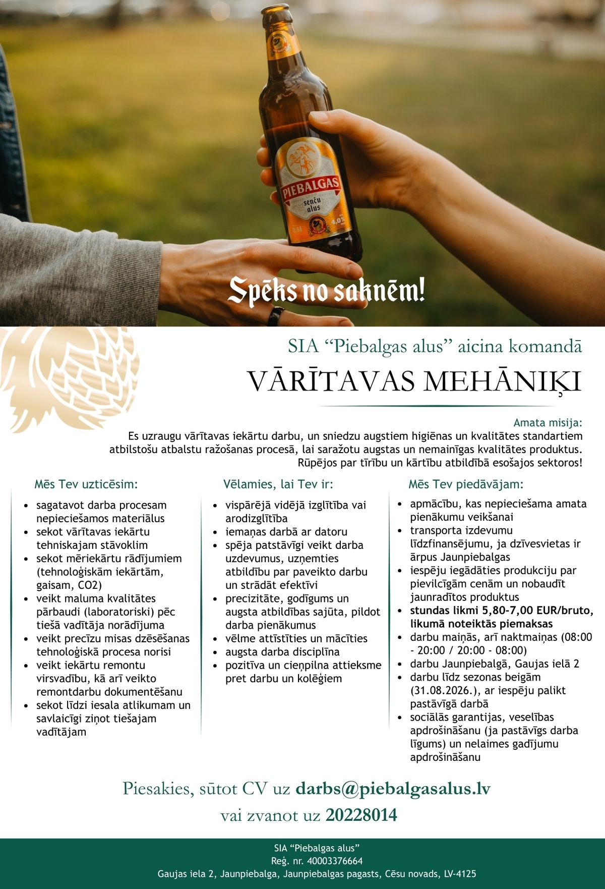 SIA Piebalgas alus Vārītavas mehāniķis/-e