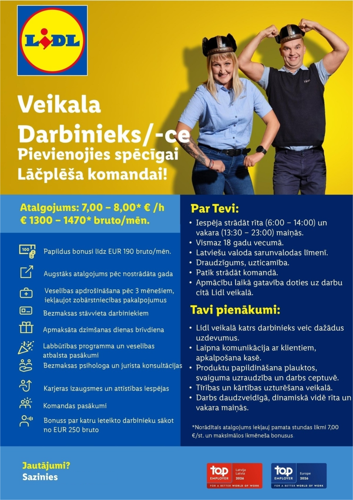 Lidl Latvija, SIA Veikala darbinieks/-ce Lāčplēša ielā, Rīgā