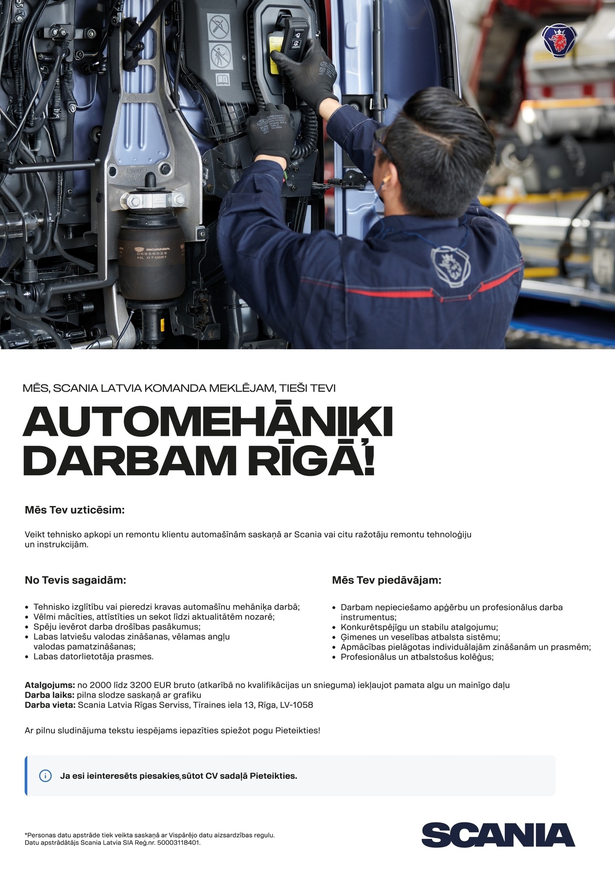 SCANIA LATVIA, SIA Automehāniķis/-e