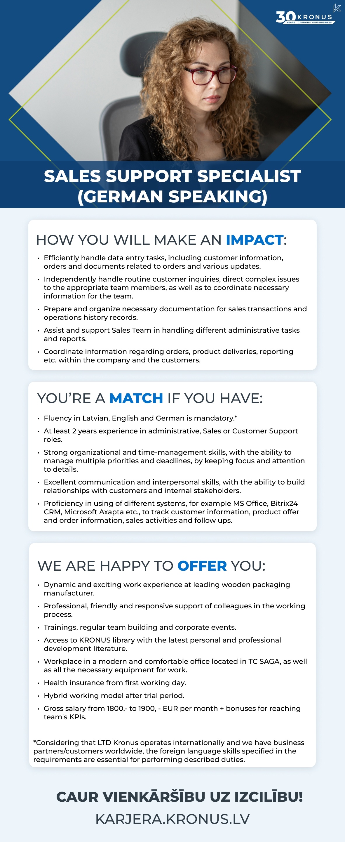 Kronus, SIA Sales Support Specialist (German speaking)