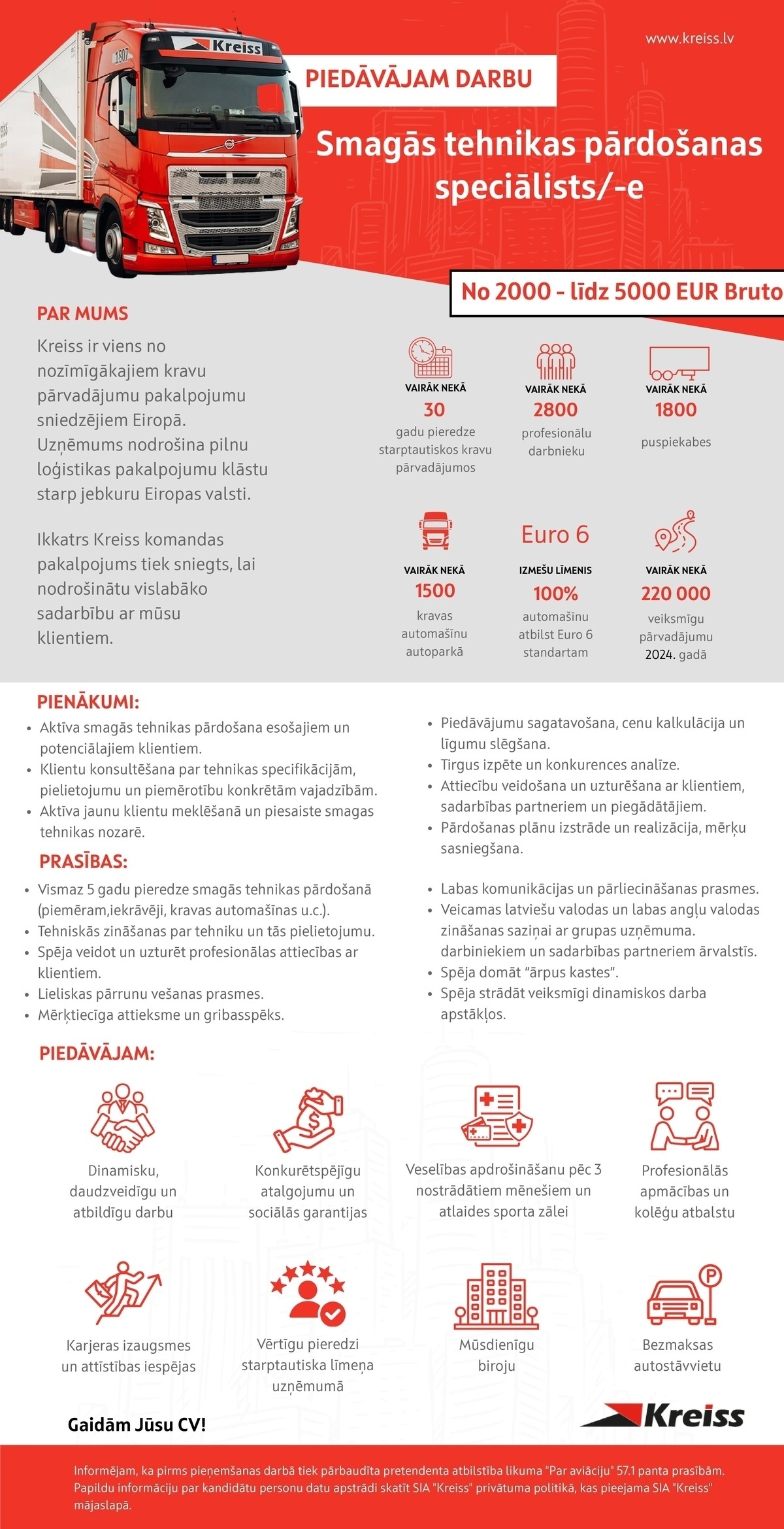 Kreiss, SIA Smagās tehnikas pārdošanas speciālists/-e