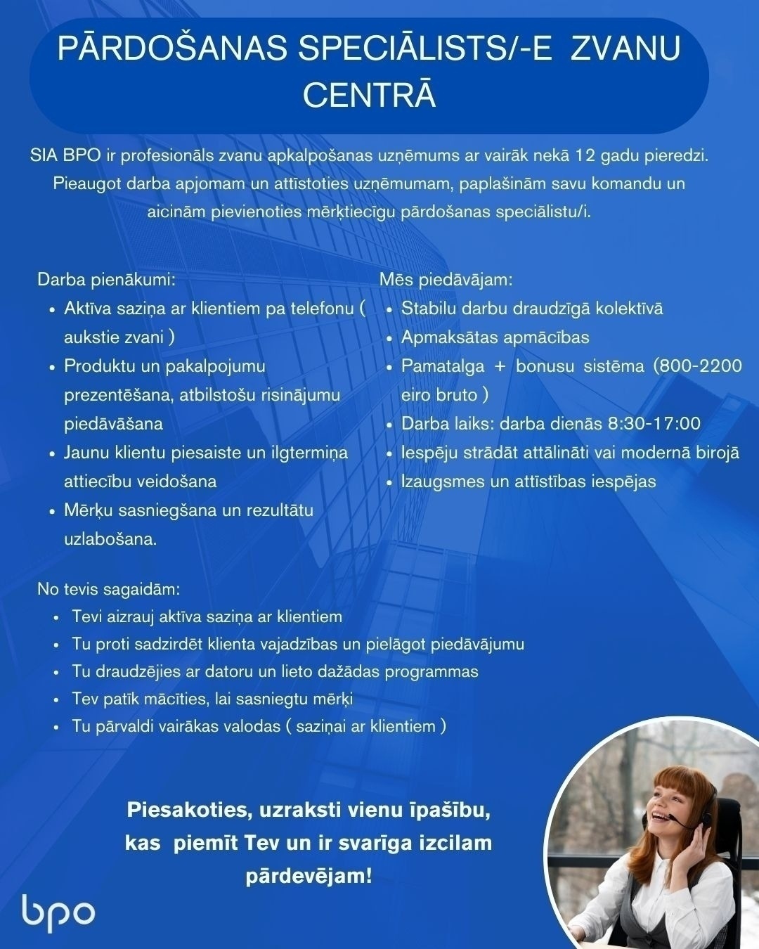 BPO, SIA Pārdošanas speciālists/-e