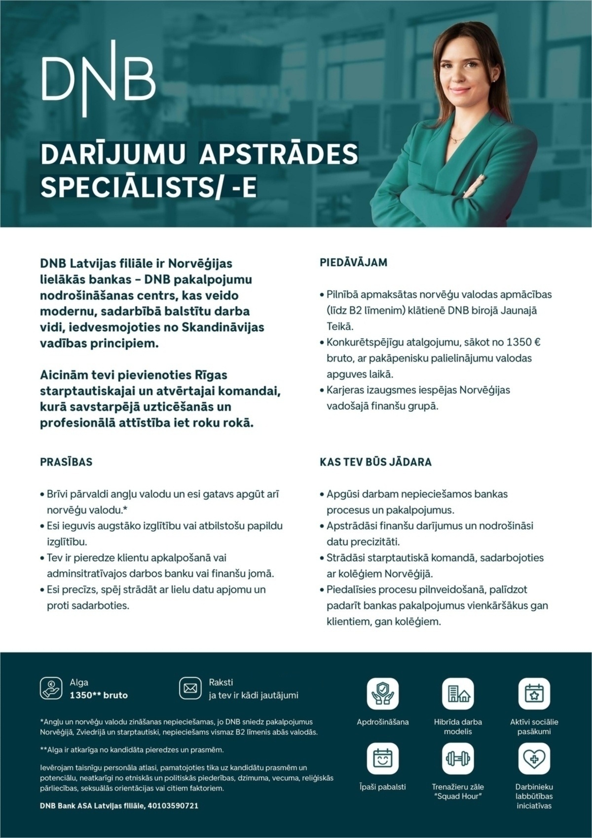 SAS "Manpower Lit" filiāle "Manpower Lit" Darījuma apstrādes speciālists/-e