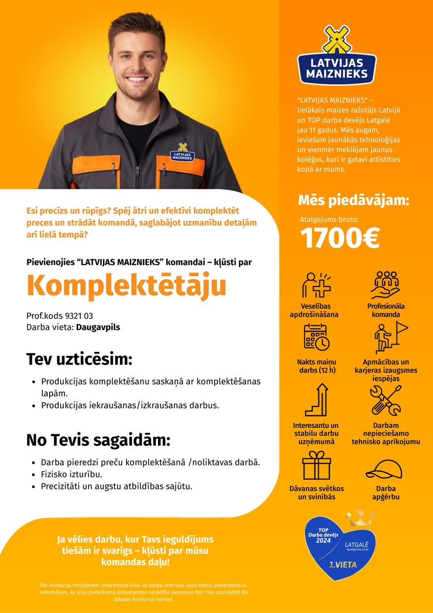 AS Latvijas Maiznieks KOMPLEKTĒTĀJS