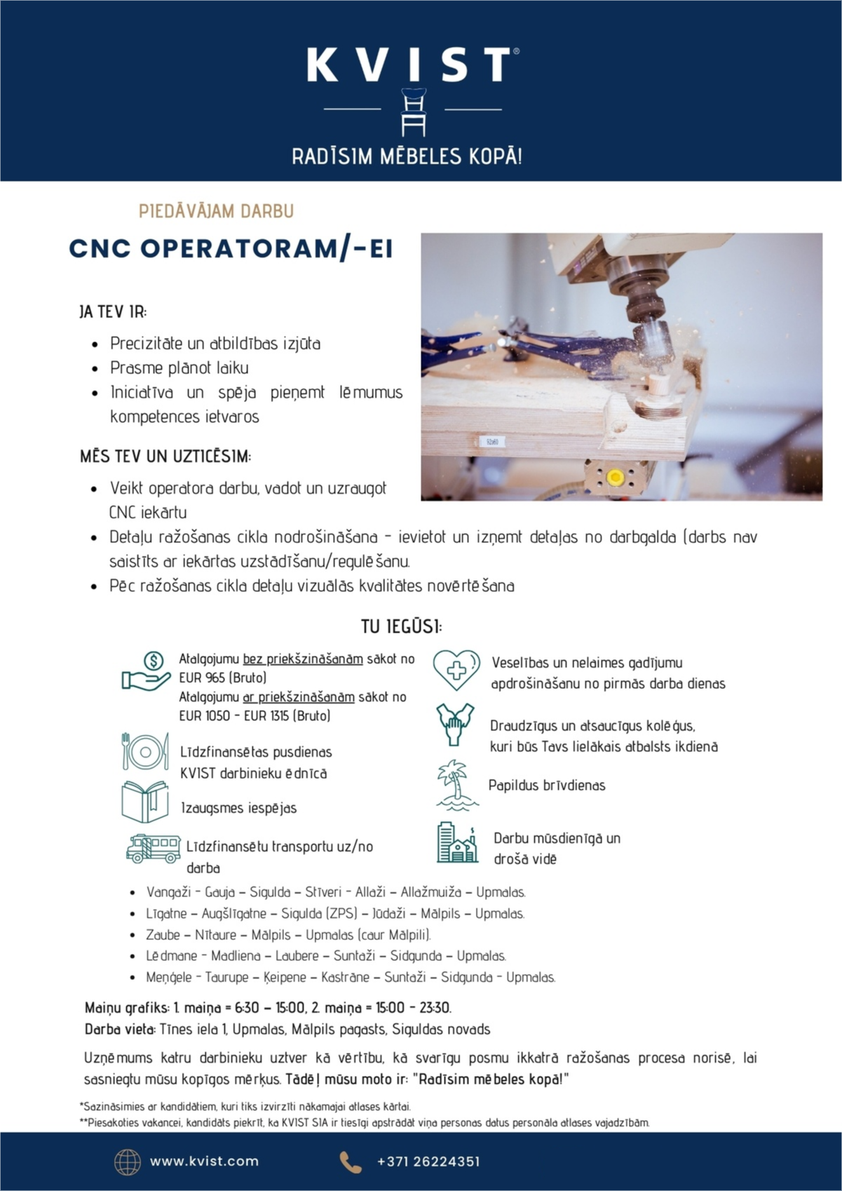 KVIST, SIA CNC-darbagalda operators/-e